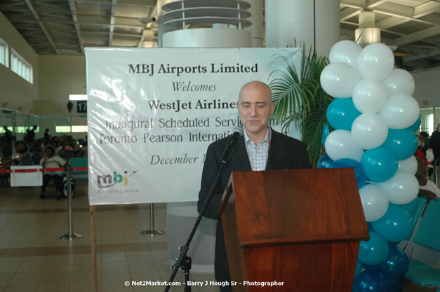 MBJ Airports Limited Welcomes WestJet Airlines - Inaugural Scheduled Service From Toronto Pearsons International Airport - Monday, December 10, 2007 - Sangster International Airport - MBJ Airports Limited, Montego Bay, Jamaica W.I. - Photographs by Net2Market.com - Barry J. Hough Sr, Photographer - Negril Travel Guide, Negril Jamaica WI - http://www.negriltravelguide.com - info@negriltravelguide.com...!